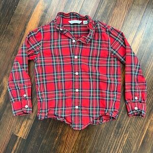 Janie and Jack, Red plaid button down shirt, size: 4